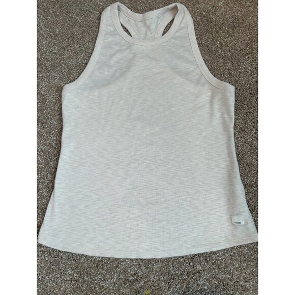Vuori Tank ribbed khaki/off white women's SZ M athletic high crew neck - Picture 2 of 8